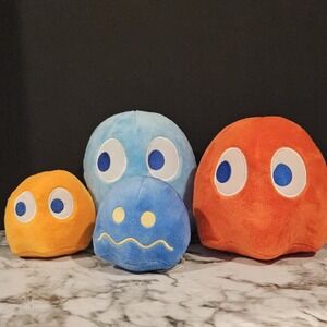 Pac-Man Ghosts Plush Bundle (4) Blue Orange Red Arcade Video Game